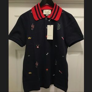 Men’s GG Embroidered Polo Ink Blue sz.S,M,L,XL,XXL